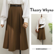 THEORY WHYNO Light luxury high-end professional commuting OL skirt womens summer mid-length temperament A-line skirt