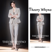 THEORY WHYNO Light luxury and high-end fashion three-quarter sleeve suit suit for women summer professional formal two-piece set