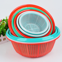 Thickened round plastic basket drain basket storage basket small plastic basket kitchen basket sieve washing basket