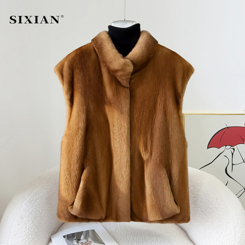 Vintage Gold Imported Whole Mink Fur New Velvet Mink Coat Fur Vest for Women Vintage Gold Imported Whole Mink Fur New Velvet Mink Coat Fur Vest for Women