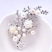 Pearl brooch high-end womens luxury neckline Korean pin fashion temperament crystal corsage accessories send holiday gifts