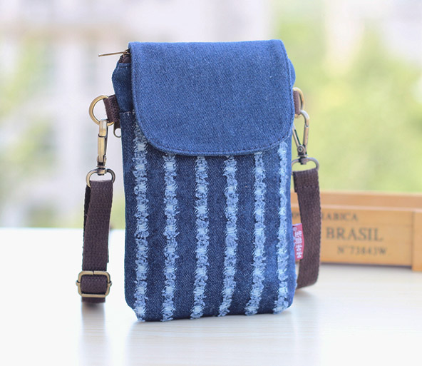 Túi đựng điện thoại di động Túi xách nữ bằng vải denim lỗ vải túi điện thoại di động ví thời trang hoang dã mini túi thủy triều túi đeo chéo nữ đi chơi