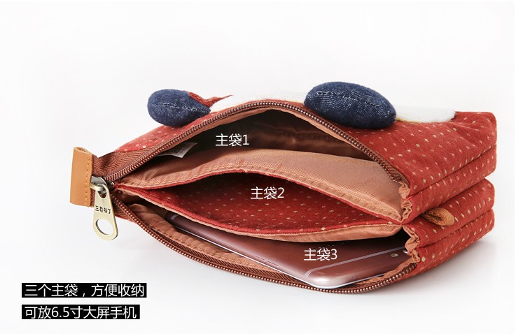 Tri-color patch Mori bag nữ đeo chéo chéo tay áo thời trang vải mini ví nhỏ 挎 đóng gói túi điện thoại di động túi đựng điện thoại đeo hông