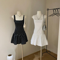 French fashion polka dot waist suspender dress for women 2025 summer new versatile slimming skirt ins