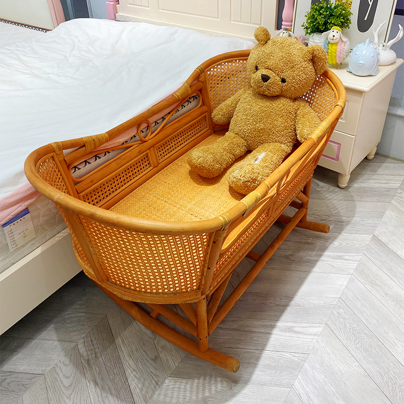 Baby Cradle Bamboo and Rattan Rocking Bed Newborn Infant Sleeping Basket Baby Solid Wood Bed Soothing Tool Traditional Sleeping Basket Nest Baby Cradle Bamboo and Rattan Rocking Bed Newborn Infant Sleeping Basket Baby Solid Wood Bed Soothing Tool Traditional Sleeping Basket Nest
