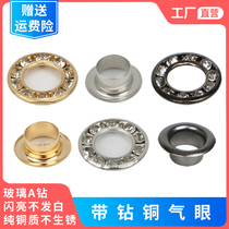 German quality pure copper inlaid with glass diamond A drill chicken eye button air eye button breathable hole decorative button environmentally friendly chicken eye round hole