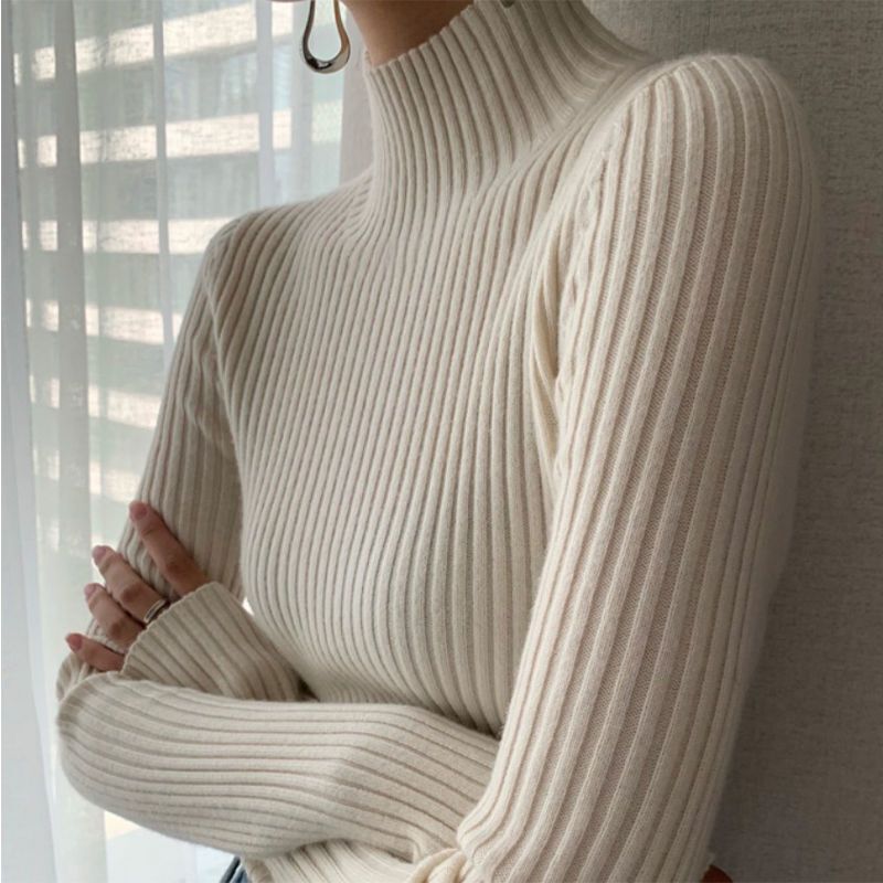 Thickened Half-High Collar Inner Layer Comfortable Base Shirt for Women, New Autumn and Winter Sweater, Slim Fit Versatile Knitted Top, Warm