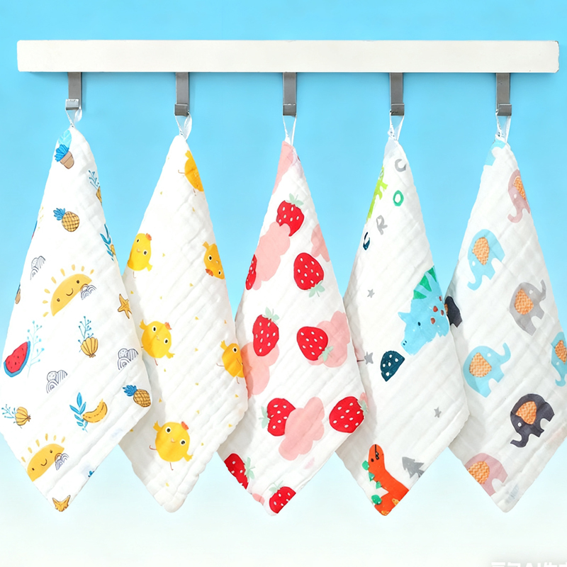 Class a Towel, Six-Layer Wrinkled Cloth Small Square Towel, Gauze Face Towel, Newborn All-Cotton Baby Gauze Small Child Towel