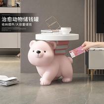 Cream style bear floor-standing ornaments coffee table decorations large piggy bank can only enter and leave the living room next to the sofa