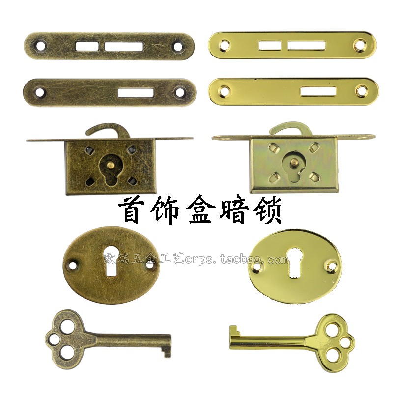 Jewelry box hidden lock drawer lock hook lock sliding door lock retro cabinet door small lock counter lock wardrobe drawer lock file lock