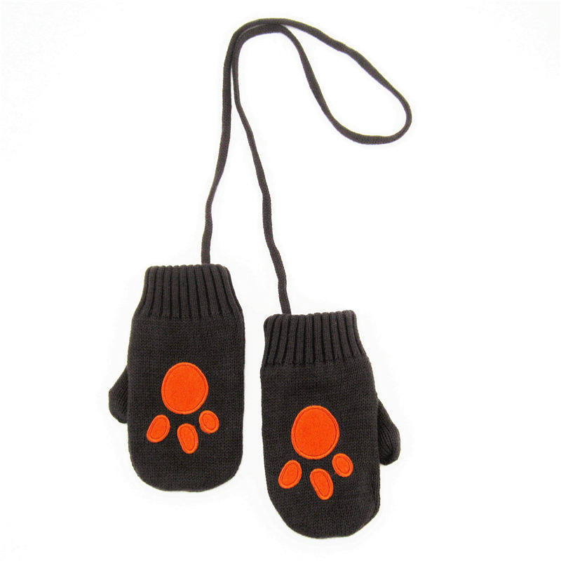 NOABAT children's gloves autumn and winter baby gloves bear claw cute mittens plus velvet warm baby gloves