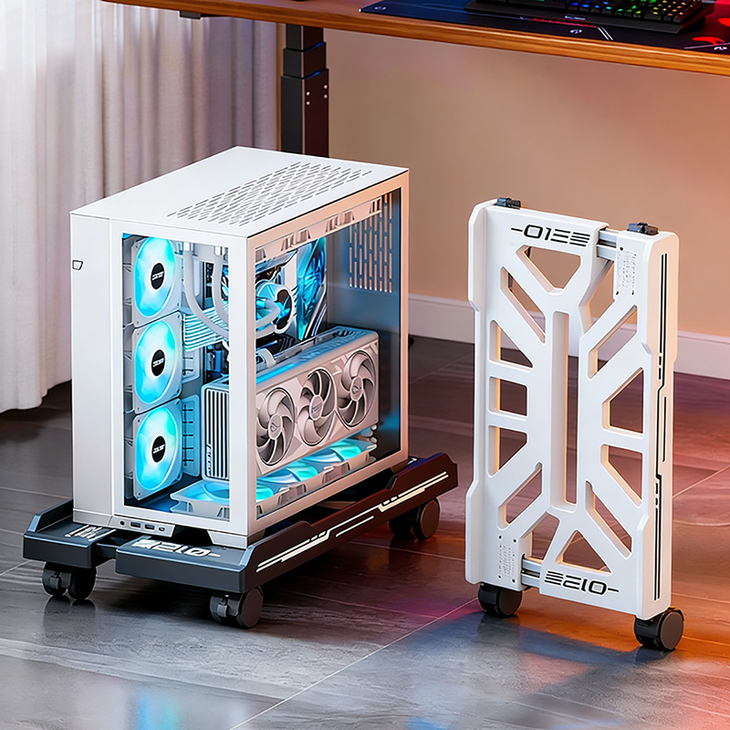 Computer Host Bracket, Movable Chassis Base with Pulleys, Host Storage Rack, Home Office Computer Tray