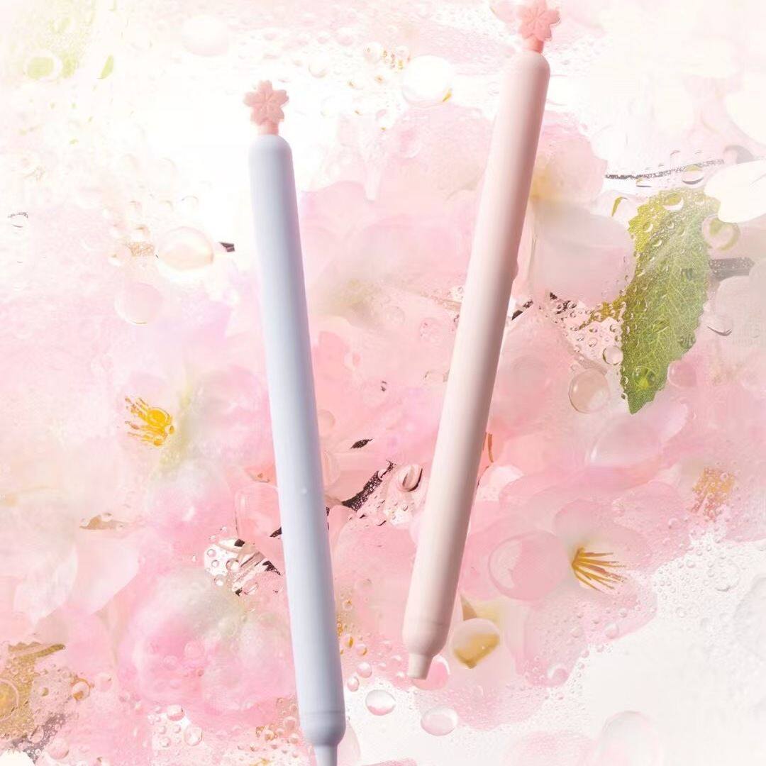 新品KACO樱花灵悦POPUP中性笔蓝粉杆侧按0.5流畅双珠黑芯考试刷题