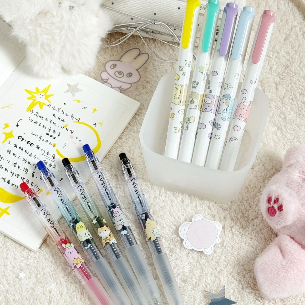 日本ZEBRA斑马甜梦限定按动中性笔0.5学生速干刷题黑笔WKT7荧光笔