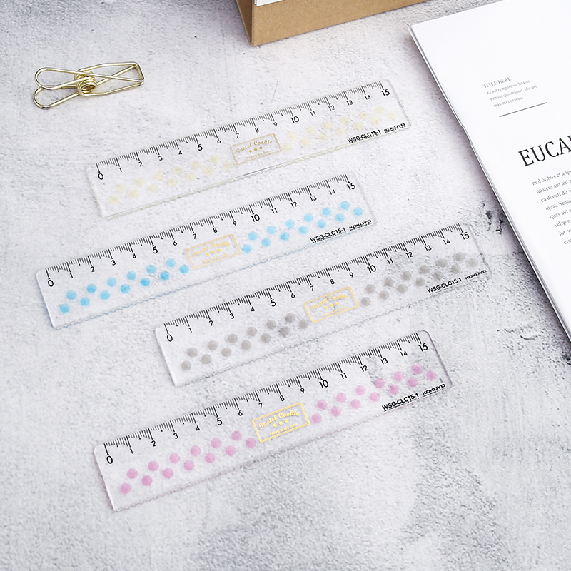 Japan KOKUYO National Reputation 15cm Acrylic Wave Ruler Ruler Light Color Cookie Transparent Polo Dots Ruler stationery
