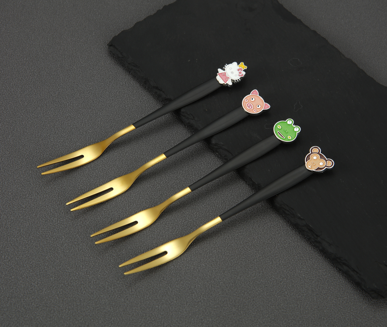 (Stainless Steel Cartoon Fork) Household Fruit Fork Set Children's Cake Fork Mooncake Fork Dessert Snack Fork