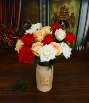 Simulated flower fake flower pot simulation flower plastic flower flower bouquet rose vase living room decorated flowers