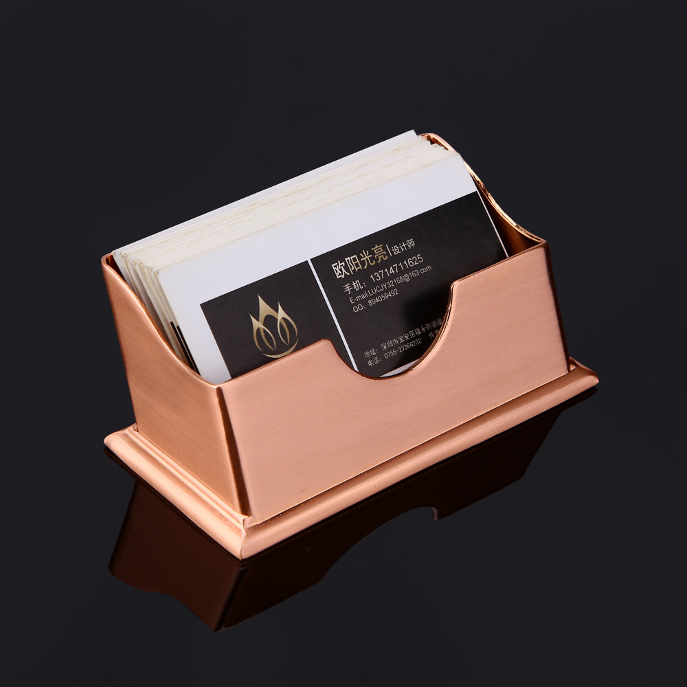 Classical Metal Bronze Business Gift Office Business Card Box Front Desk Desktop Business Card Holder Business Card Storage Box Business Card Holder