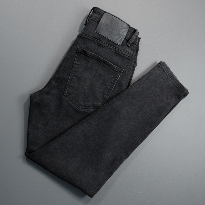 Autumn Black and Gray Cropped Jeans for Men, Korean Style Slim Fit, Stretchy, Trendy, Simple, Retro Style Cropped Skinny Pants Autumn Black and Gray Cropped Jeans for Men, Korean Style Slim Fit, Stretchy, Trendy, Simple, Retro Style Cropped Skinny Pants