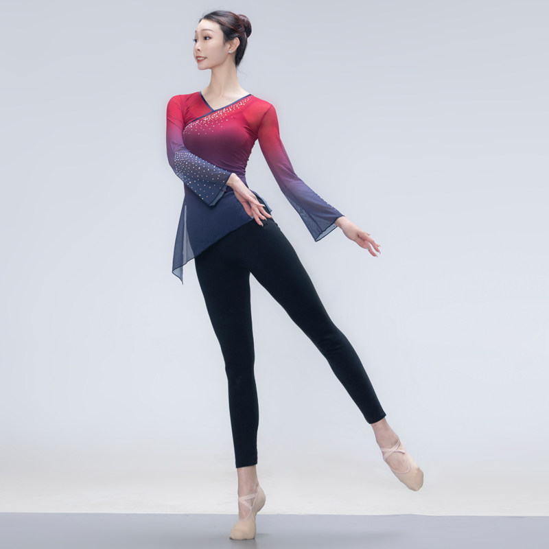 Classical Dance Dance Suits for women's body Rhyme Clothing Fairy Air Flutter and Layer Bronzed and Hot Jacket Woman