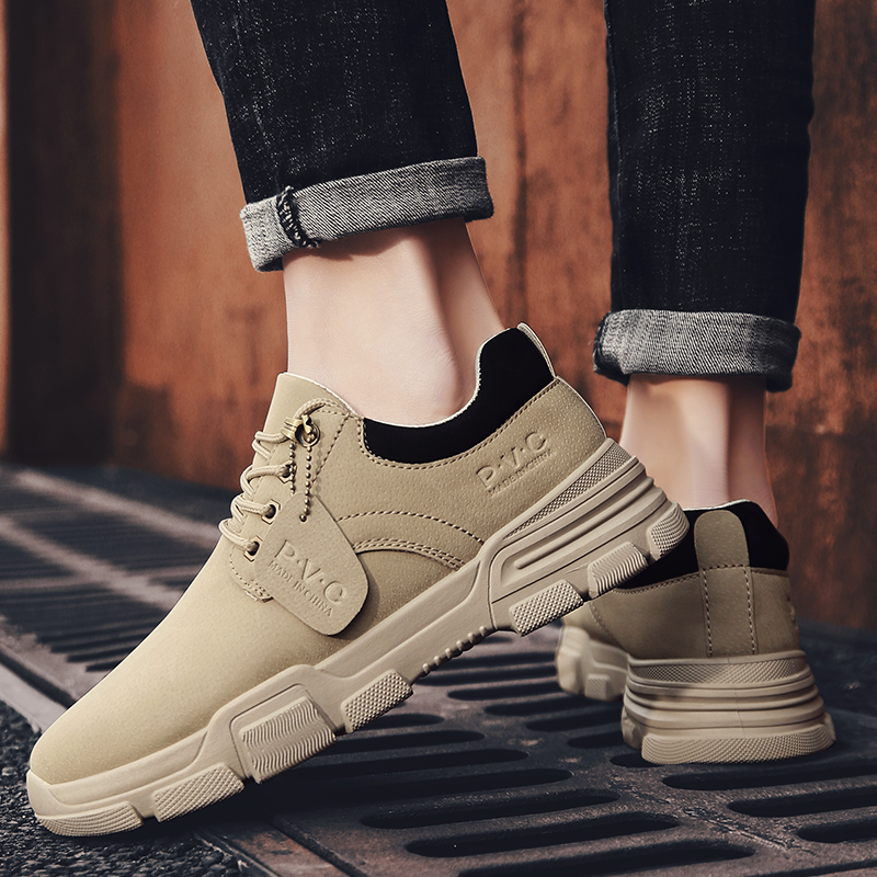 Low-cut trendy Martin shoes men's 2023 spring new casual leather shoes thick-soled men's shoes British style retro tooling shoes