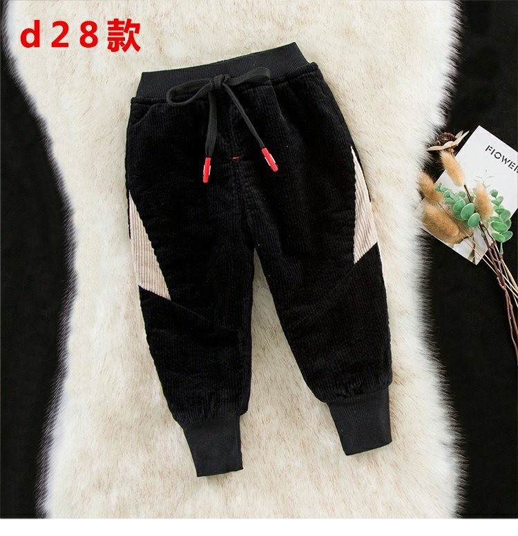 Bé trai cộng với quần nhung bé quần nhung kẻ mùa đông thu đông mặc quần trẻ em dày trẻ em phiên bản Hàn Quốc quần baggi bé gái