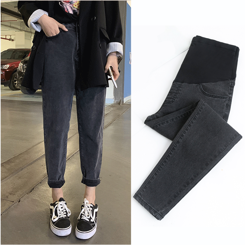 Pregnant women's jeans spring and summer trendy mother loose harem outerwear pants spring and autumn fashion thin trousers radish daddy pants