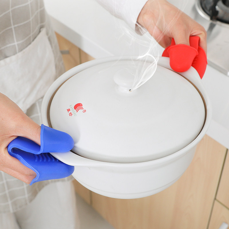 Anti-burn heat insulation oven special gloves thickened high temperature resistant pan handle silicone kitchen microwave oven gloves Home