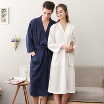 Spring and summer autumn thin waffle couple robe hot spring swimming bathrobe mens and womens plus size SPA robe couple pajamas