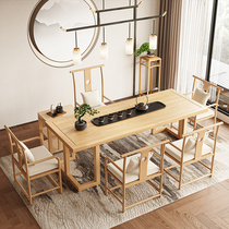 New Chinese Zen solid wood tea table tea table modern simple home log fashion guest Kung Fu tea table and chair combination