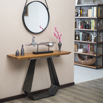 New Chinese wrought iron wood porch table living room article Duanjing platform Zen porch cabinet for table display cabinet wall side table