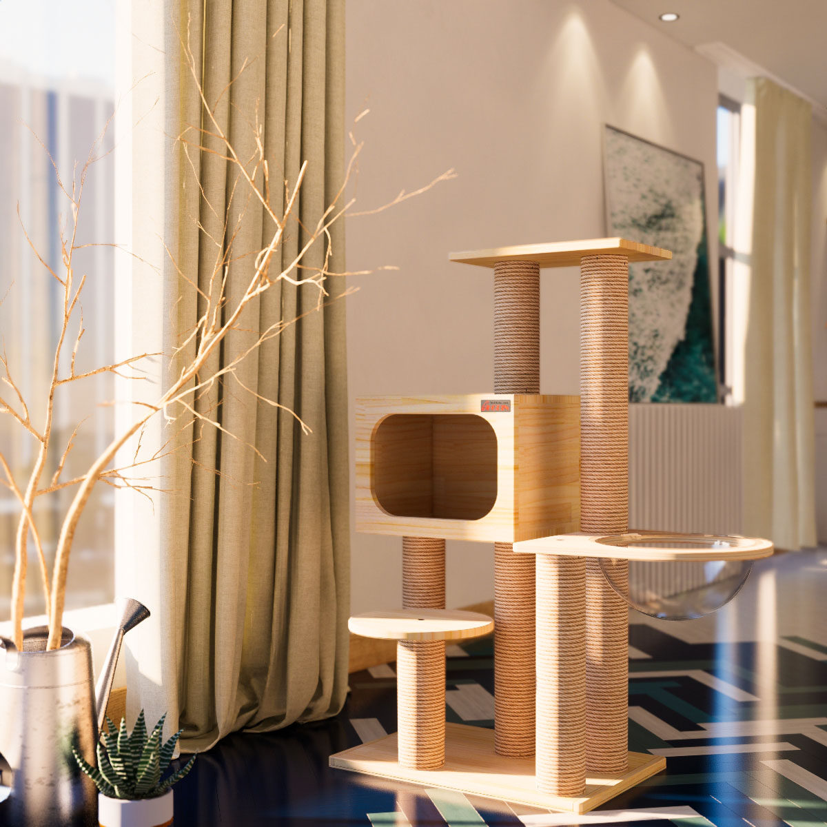 chopin solid wood cat climbing frame imported pine cat frame cat jumping platform cat furniture cat litter cat tree sisal export small