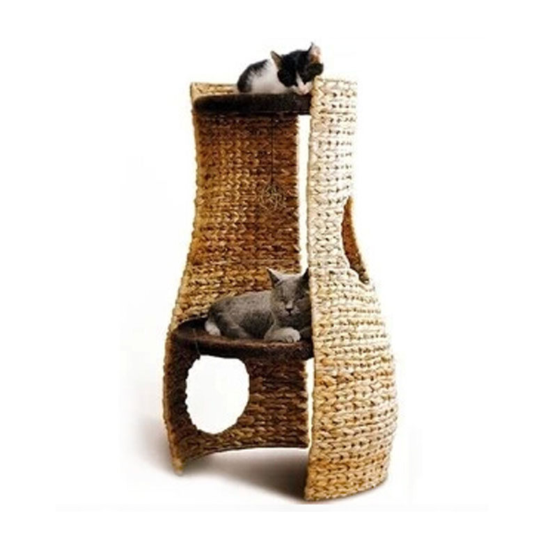 Natural rattan cat climbing frame double-layer cat litter creative vase-shaped cat jumping platform cat shelf grab column pet cat toy