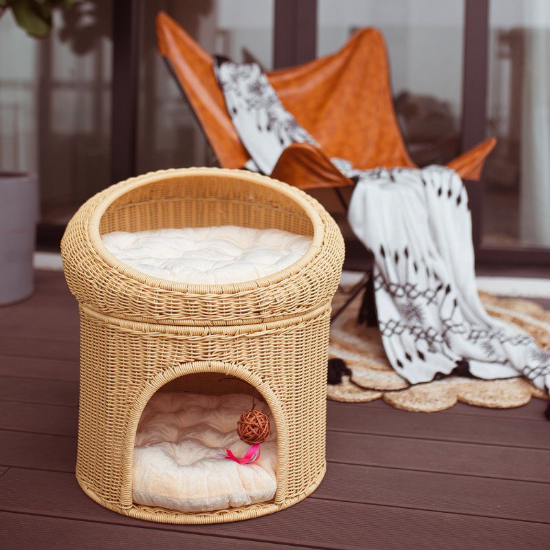 Imitation vine chicked double-decker cat house cat house cat cafe Supplies cat furniture Cat Tree Climbing Cat Feline Toy Resistant Cat Villa