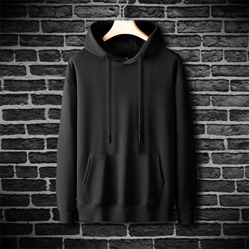 Men's Sweatshirt for Spring and Autumn, Thin, Slim-Fit, Long-Sleeved T-Shirt, Loose Hoodie, Solid Color, Fleece-Lined Top, Sports Jacket, Trendy