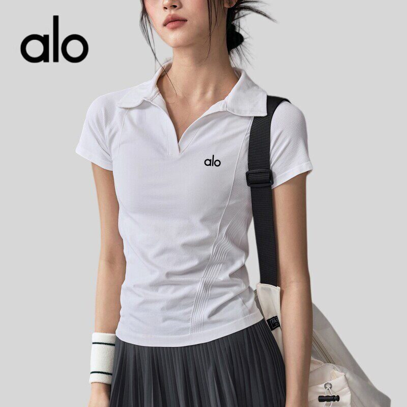 American Outlet Quick-Drying Breathable Yoga Wear Short-Sleeved Regular Shoulder Tennis Polo Shirt Running Sports Top Fitness Short-Sleeved Shirt