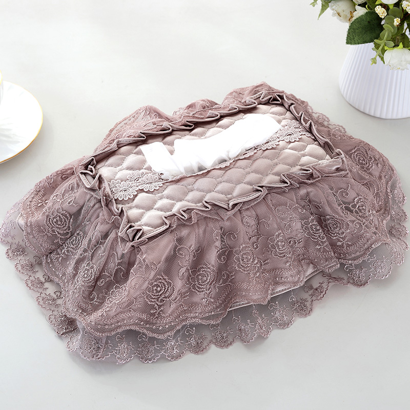 European style fabric face towel cover extract paper cover living room car with lace paper towel set paper towel box set classic paper towel set