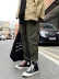 Quần yếm nam hợp mốt thương hiệu hợp thời trang 9 điểm rơi chân rộng Phong cách Hàn Quốc quần dài màu đỏ lỏng lẻo - Crop Jeans