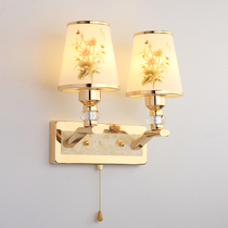 Wall lamp Bedroom bedside lamp Golden warm simple modern creative European-style living room staircase aisle hotel single and double heads