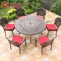 Outdoor cast aluminum tables and chairs European-style courtyard open-air terrace Garden wrought iron combination set outdoor leisure tables and chairs