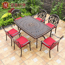 Outdoor tables and chairs Balcony furniture Courtyard Manor villa leisure garden Outdoor marble five-piece cast aluminum tables and chairs