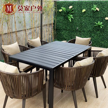 Outdoor tables and chairs Courtyard leisure open-air terrace rattan chairs Outdoor leisure woven rattan tables and chairs combination three-piece coffee table