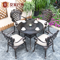 Mojia outdoor cast aluminum table and chair combination European villa garden furniture Leisure outdoor balcony iron courtyard table and chair
