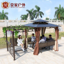 Gazebo grape rack Villa courtyard outdoor outdoor mobile wrought iron aluminum alloy assembly anti-corrosion wood garden awning