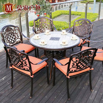 European-style furniture Cast aluminum outdoor marble tables and chairs Outdoor courtyard Roof garden Wrought iron leisure villa garden