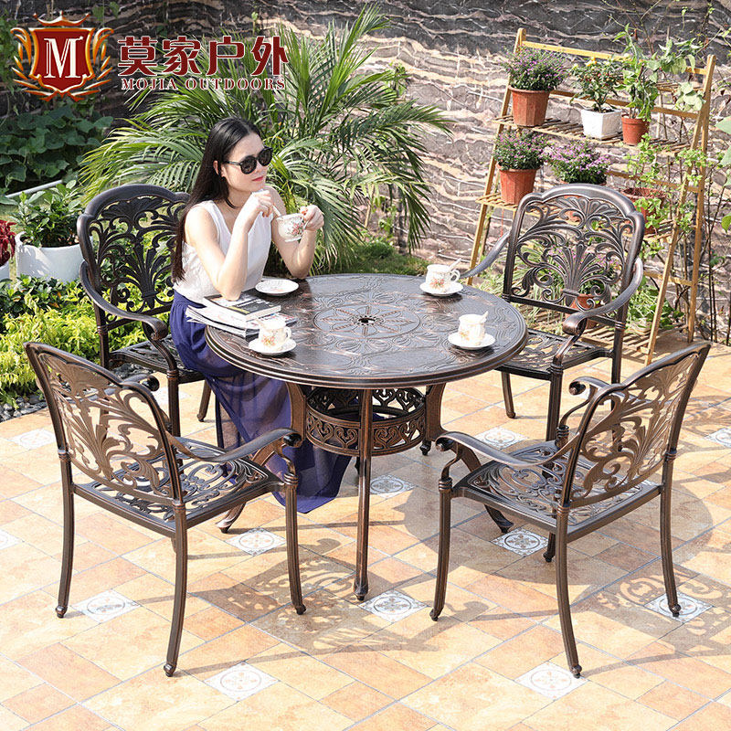 Outdoor table and chairs patio Three sets of terrace iron art aluminum alloy balcony open-air garden outdoor casual cast aluminum table and chairs
