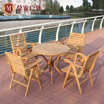 Mojia outdoor table and chair combination courtyard balcony small coffee table Garden Cafe leisure solid wood outdoor table and chair
