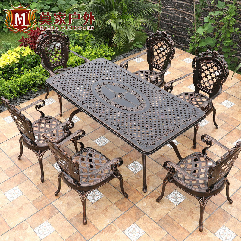 Outdoor Cast Aluminum Table And Chairs Brief Modern Courtyard Open-air Terrace Garden Iron Art Composition Suit Outdoor Leisure Table and chairs