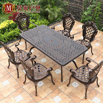 Outdoor cast aluminum table and chair Simple modern courtyard open-air terrace Garden wrought iron combination set outdoor leisure table and chair