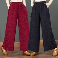 Осенние этнические штаны, хлопковая юбка для матери, для среднего возраста, из хлопка и льна, этнический стиль